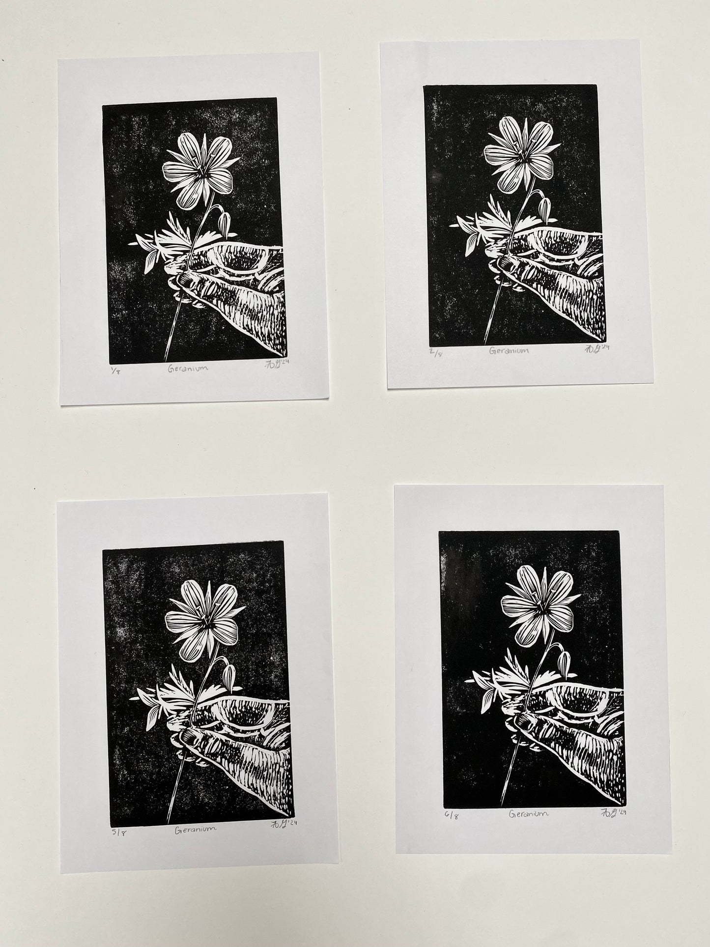 Geranium Linocut Print